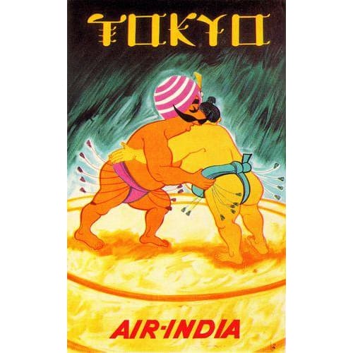 Vintage Air India Tokyo Travel Poster Print A3/A4 - Posters 