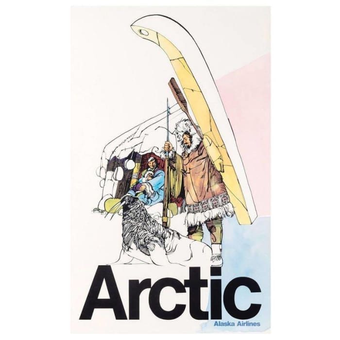 Vintage Alaska Airlines Flights To The Arctic Airline Poster