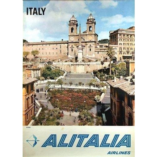 Vintage Alitalia Flights To Rome Airline Poster A3/A4 Print 