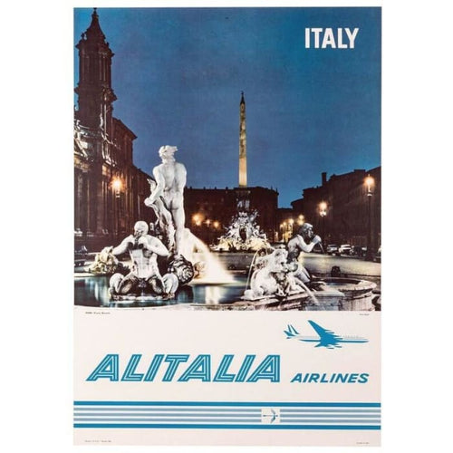 Vintage Alitalia Flights To Rome Airline Poster Print A3/A4 