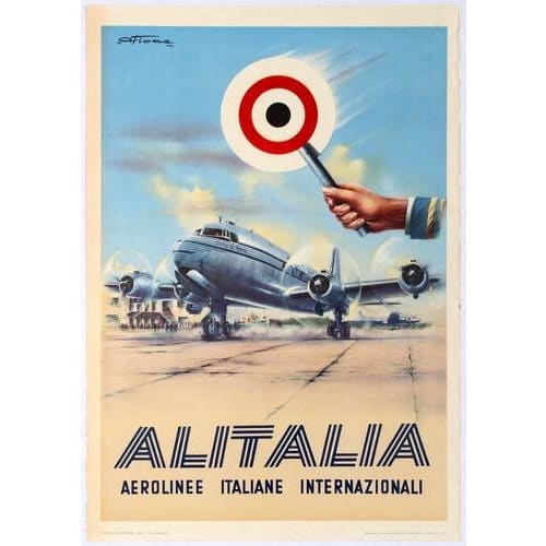 Vintage Alitalia Italian Airline Poster A3/A2/A1 Print - 