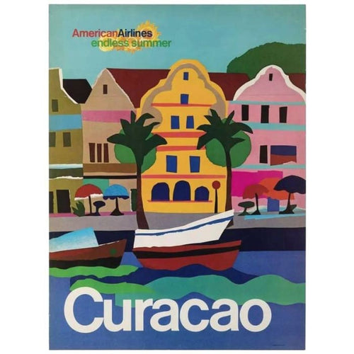 Vintage American Airlines Curacao Airline Poster Print A3/A4