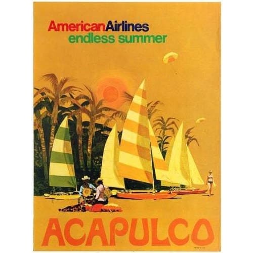 Vintage American Airlines Flights To Acapulco Mexico Airline