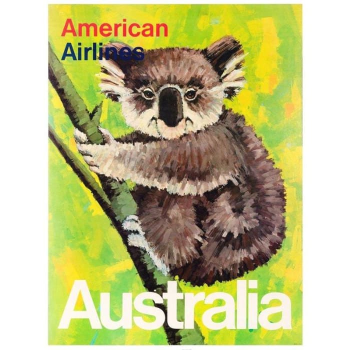 Vintage American Airlines Flights To Australia Poster Print 