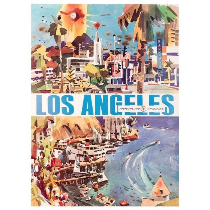 Vintage American Airlines Flights To Los Angeles Poster 