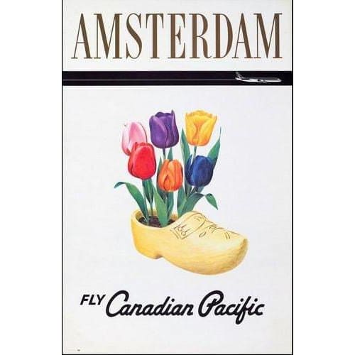Vintage Amsterdam via Canadian Pacific Airline Poster A3 