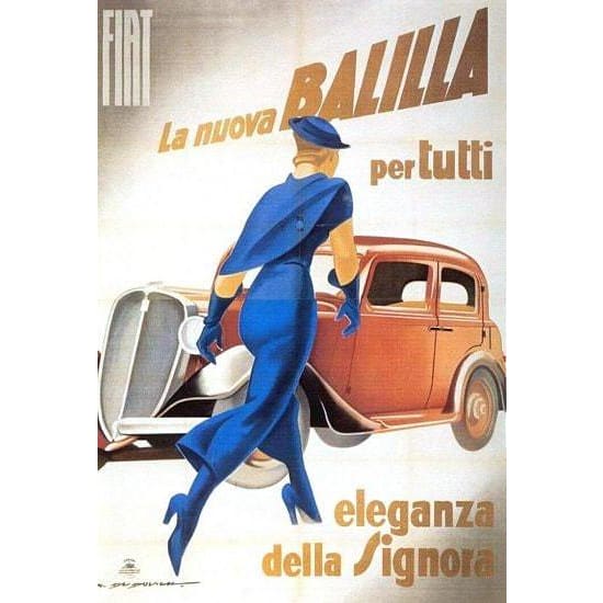Vintage Art deco Fiat Advertisement Poster A3 Print - A3 - 