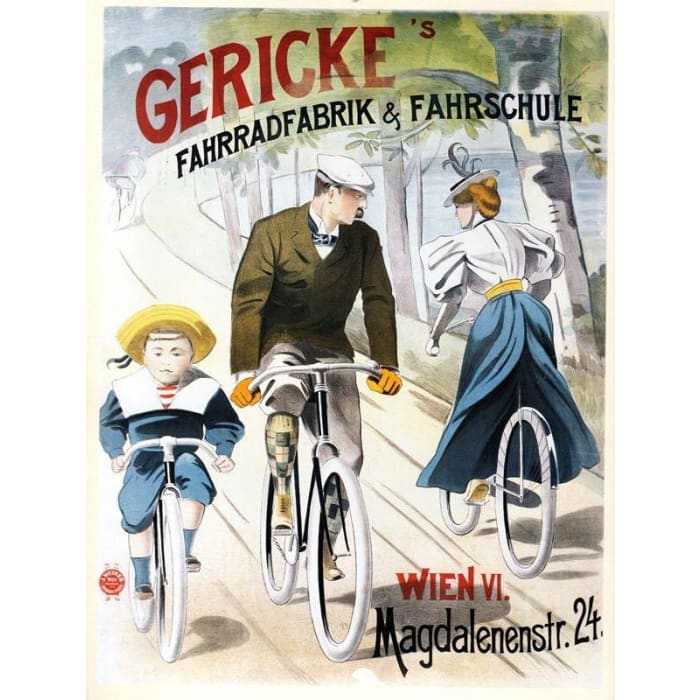 Vintage Austrian Gericke Bicycles Advertisement Poster 