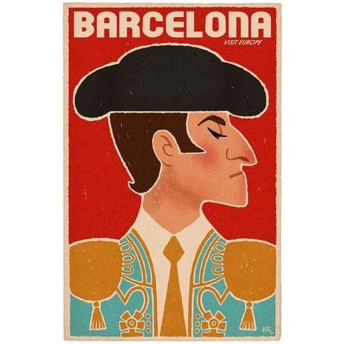 Vintage Barcelona Spain Tourism Poster Print A3 - A3 - 