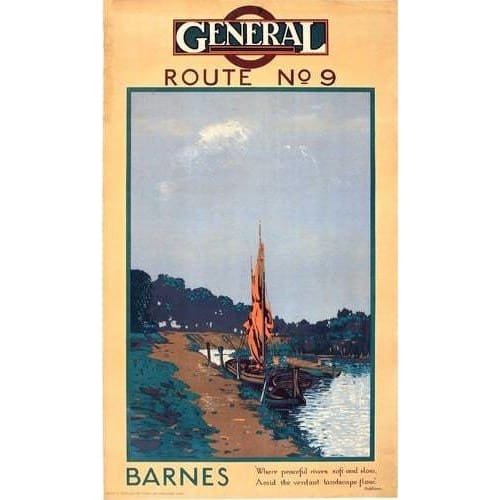 Vintage Barnes South West London Local Transport Poster A3 