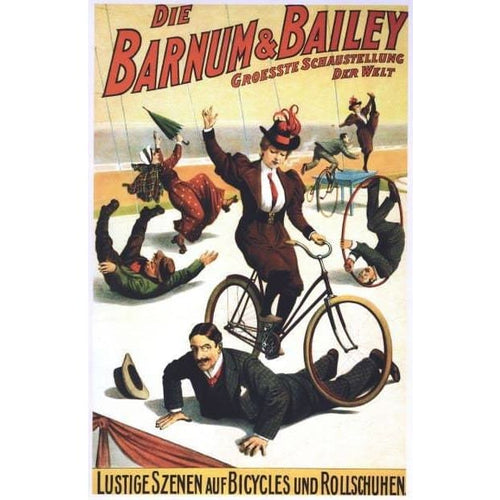 Vintage Barnum and Bailey Trick Cyclist Circus Poster 