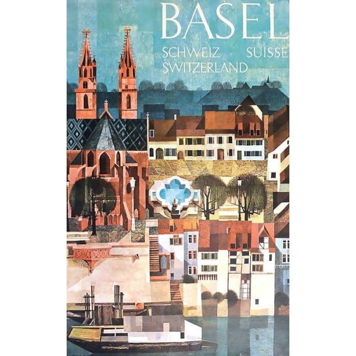 Vintage Basel Switzerland Tourism Poster Print A3/A4 - 