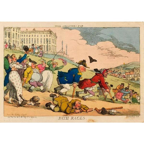 Vintage Bath Races British 18th Century Satirical Cartoon 