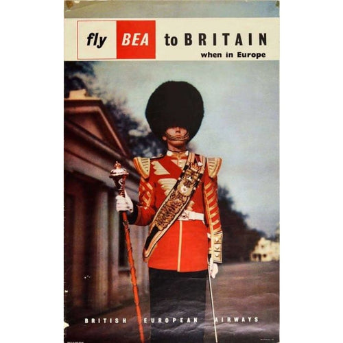 Vintage BEA Flights to Britain Airline Poster Print A3/A4 - 
