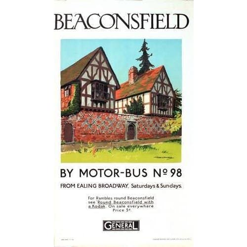 Vintage Beaconsfield Buckinghamshire Local Transport Poster 