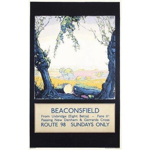 Vintage Beaconsfield Buckinghamshire UK Transport Poster 