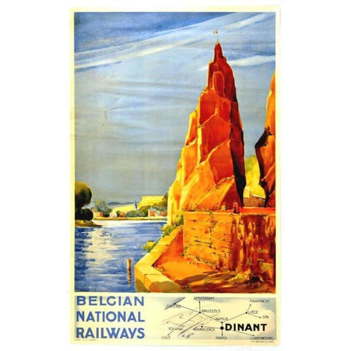 Vintage Belgian Railways Dinant Tourism Poster Print A3/A4 -