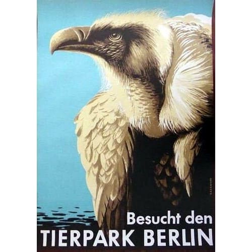 Vintage Berlin Zoo Vulture Tourism Poster A3/A4 Print - 