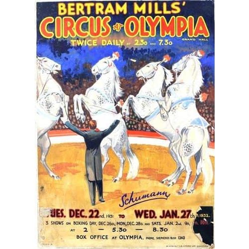 Vintage Bertram Mills Schumann and His Performing Horses 