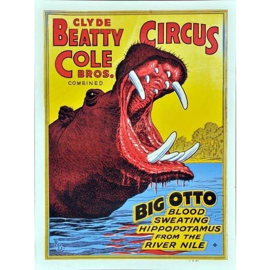 Vintage Big Otto The Blood Sweating Hippopotamus Circus 