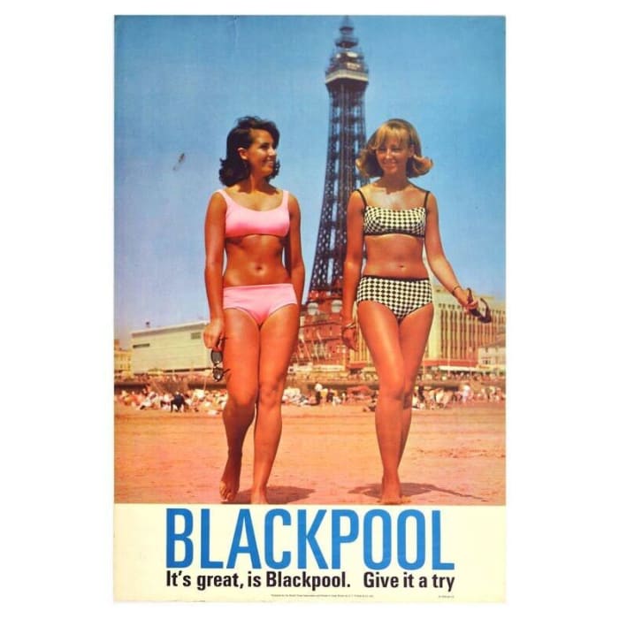Vintage Blackpool UK Tourism Poster Print A3/A4 - Posters 