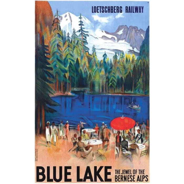 Vintage Blue Lake Switzerland Tourism Poster Print A3/A4 - 