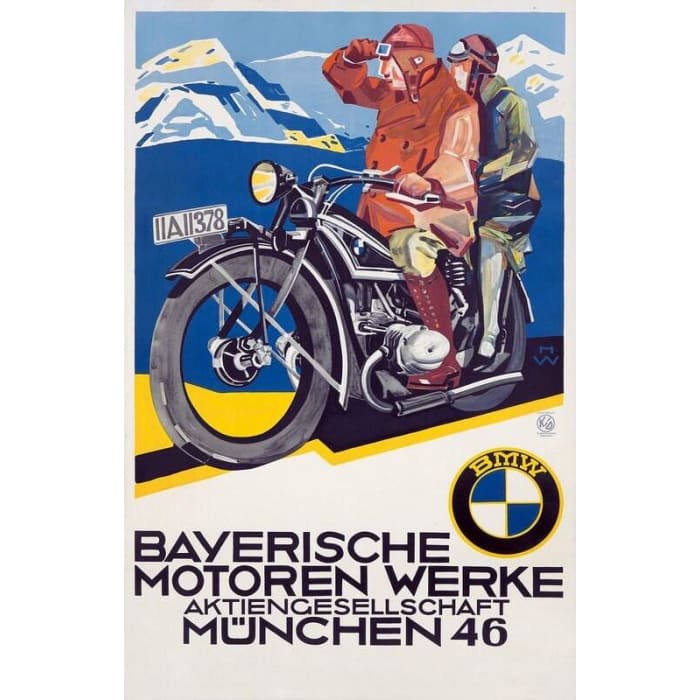 Vintage BMW Motorcycle Advertisement Poster Print A3/A4 - 