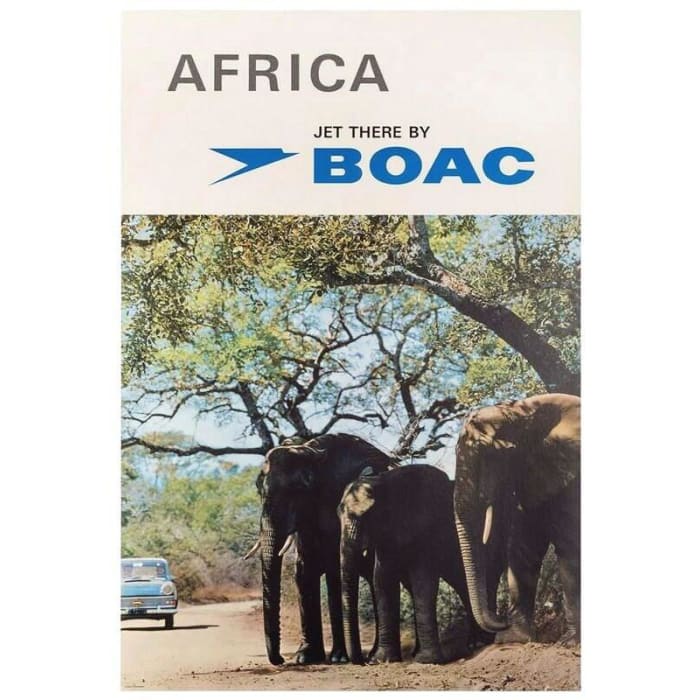 Vintage BOAC Flights To Africa Airline Poster Print A3/A4 - 