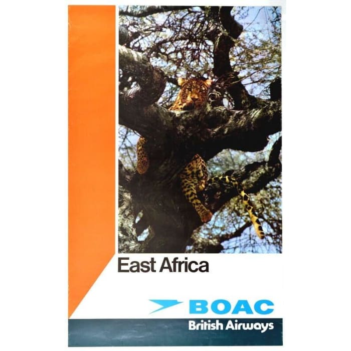 Vintage BOAC Flights To East Africa Airline Poster Print 