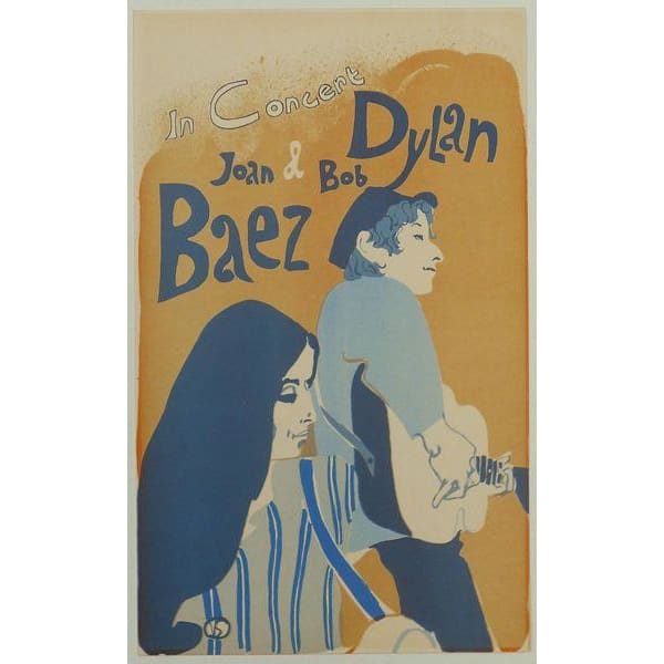 Vintage Bob Dylan Joan Baez Concert Poster Print A3/A4 - 