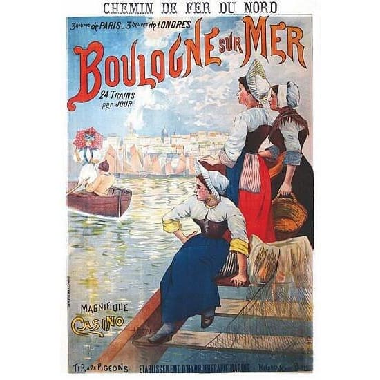 Vintage Boulogne Sur Mer French Railway Poster A3 Print - A3