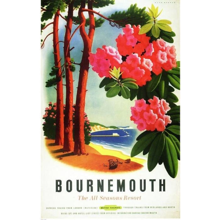 Vintage BR Bournemouth All Seasons Resort Railway Poster 