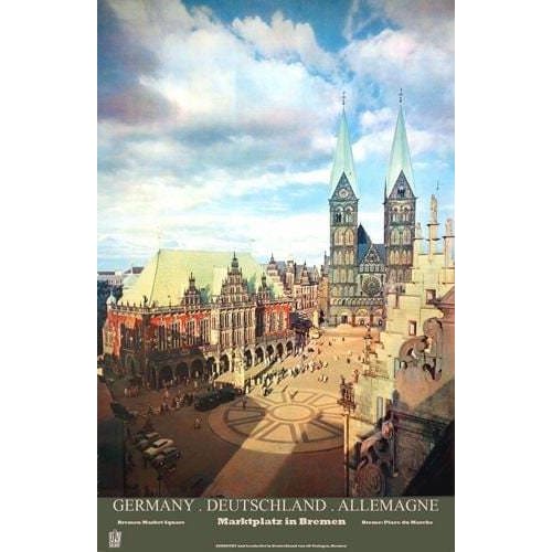 Vintage Bremen Germany Tourism Poster A3/A4 Print - Posters 