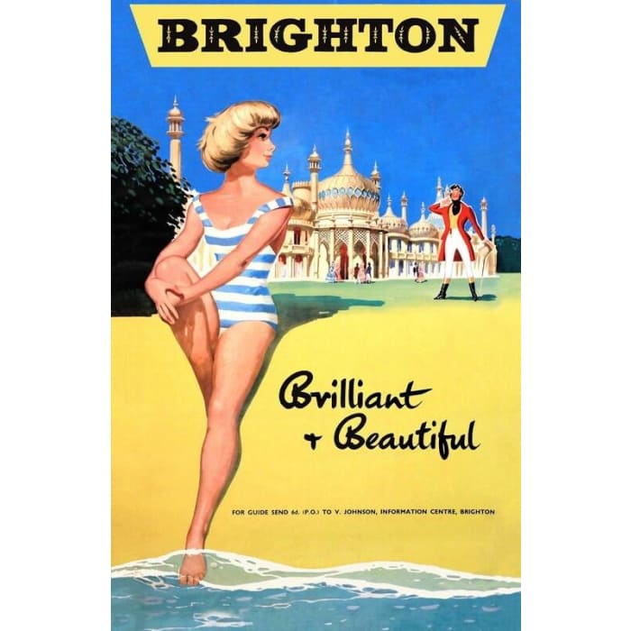 Vintage Brighton Brilliant and Beautiful UK Tourism Poster 
