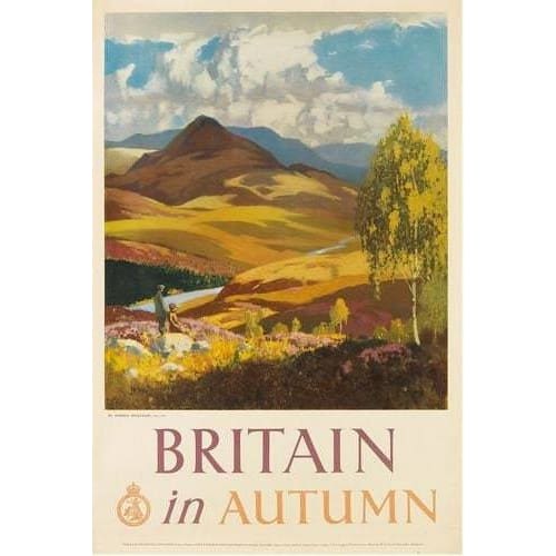 Vintage Britain in Autumn Tourism Poster Print A3 - A3 - 