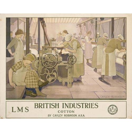 Vintage British Cotton Industry LMS Railway Poster A3/A2/A1 