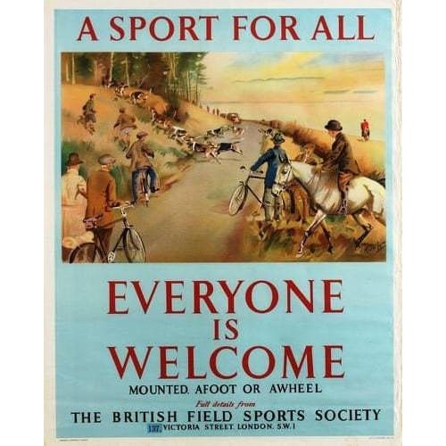 Vintage British Field Sports Society Hunting For All Poster 