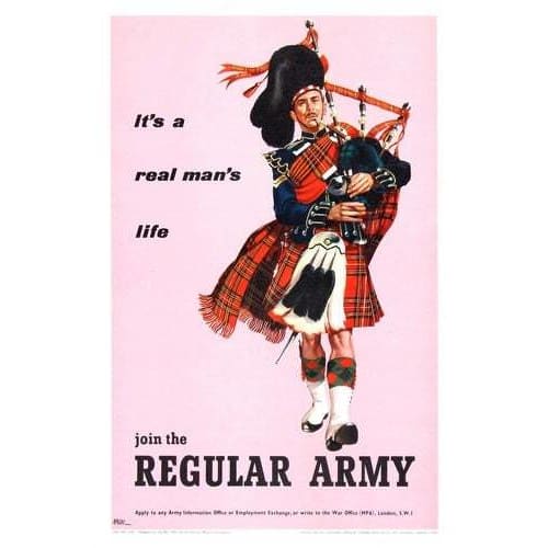 Vintage British Join The Regular Army Scottish Recruitment 