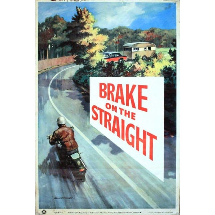 Vintage British Motorcycle Road Safety Poster Print A3/A4 - 