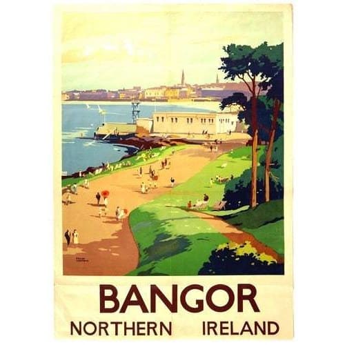 Vintage British Rail Bangor Northern Ireland Railway Poster 