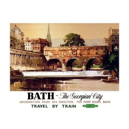 Vintage British Rail Bath The Georgian City Railway Poster 