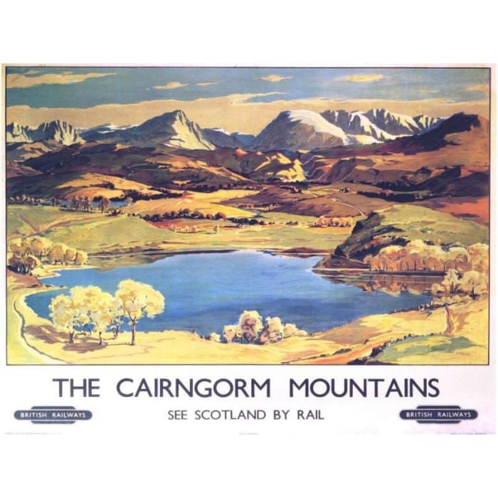 Vintage British Rail Cairngorm Mountains Railway Poster 