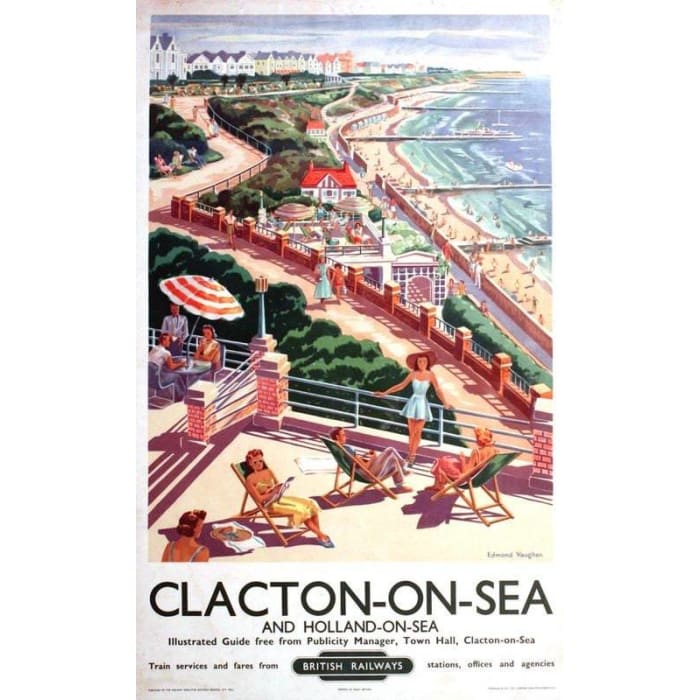 Vintage British Rail Clacton on Sea Railway Poster Print 