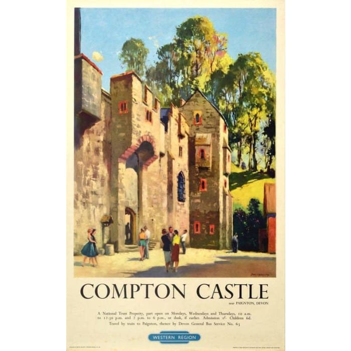 Vintage British Rail Compton Castle Devon Railway Poster 