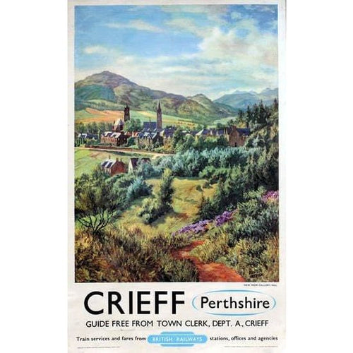 Vintage British Rail Crieff Perthshire Railway Poster A3 