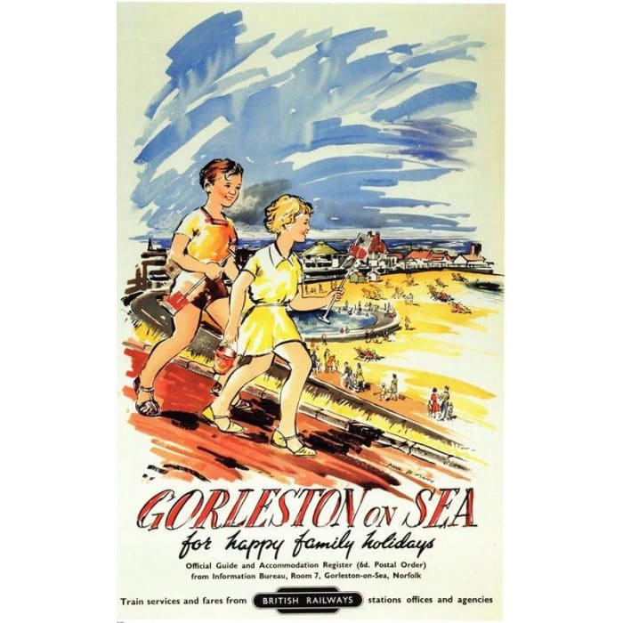 Vintage British Rail Gorleston On Sea Railway Poster 