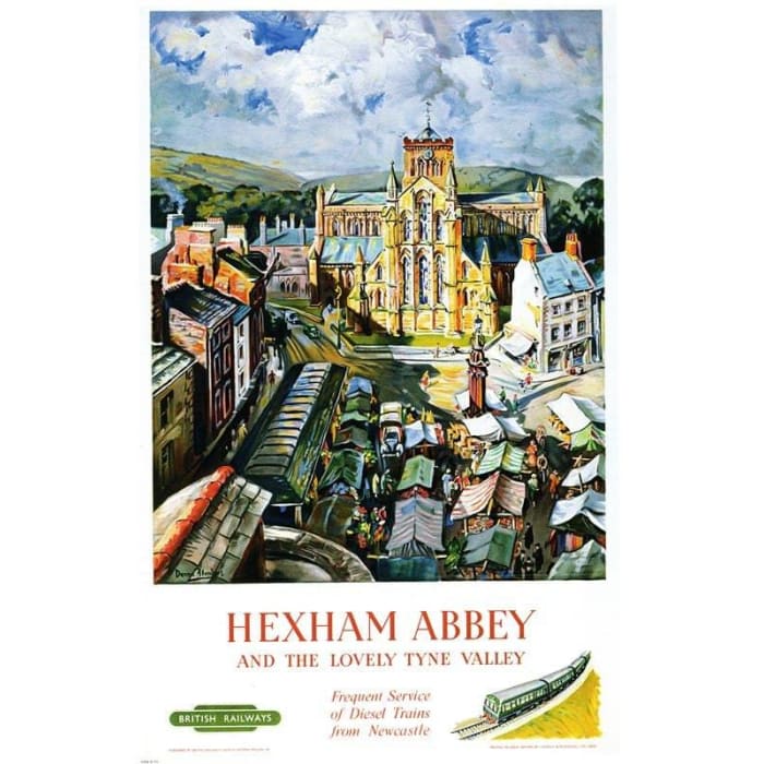Vintage British Rail Hexham Abbey Railway Poster A4/A3/A2/A1