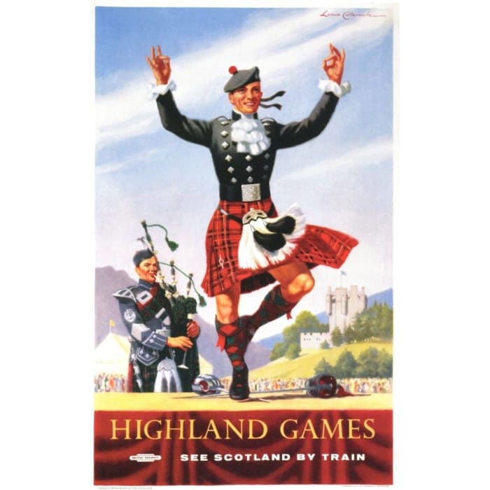Vintage British Rail Highland Games Railway Poster 