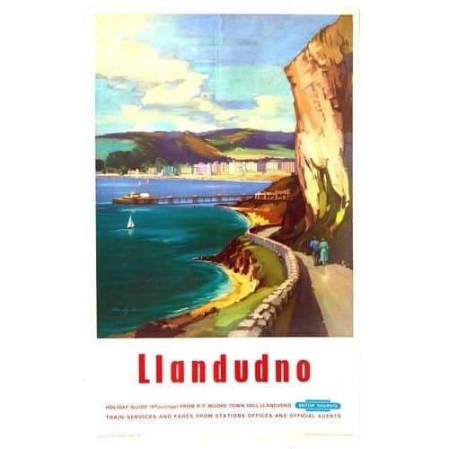 Vintage British Rail Llandudno North Wales Railway Poster 