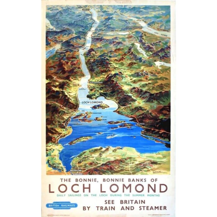 Vintage British Rail Loch Lomond Railway Poster Print A3/A4 